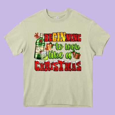 Beginning To Look Like A Christmas With Gin And Gifts Heavy Core Tee Designed By Adodesignshop