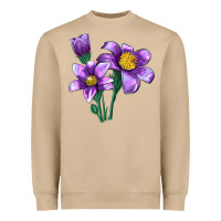 Mushroom Pasque Flower Illustrations Heavyweight Sweatshirt - LillyAllenDesigns