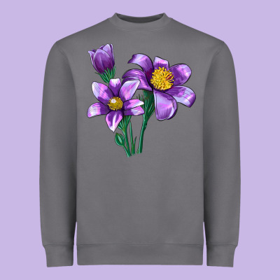 Pasque Flower Illustrations Heavyweight Sweatshirt Designed By Lillyallendesigns