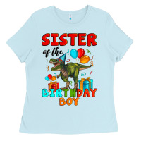 Baby Blue sister of the birthday boy t rex Ladies Tee - Artiststas