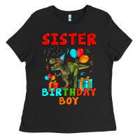 Black sister of the birthday boy t rex Ladies Tee - Artiststas
