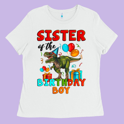 Sister Of The Birthday Boy T Rex Ladies Tee Designed By Artiststas