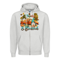 Dove Grey Fall Thankful and blessed Zipper Hoodie - NancyCooperArtShop
