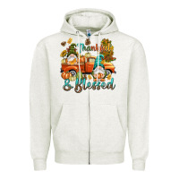 Oatmeal Heather Fall Thankful and blessed Zipper Hoodie - NancyCooperArtShop