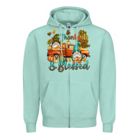 Seafoam Fall Thankful and blessed Zipper Hoodie - NancyCooperArtShop
