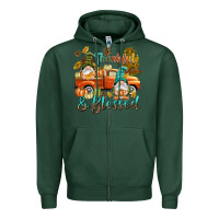 Sports Green Fall Thankful and blessed Zipper Hoodie - NancyCooperArtShop