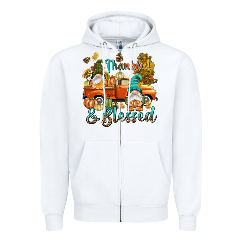 Fall Thankful And Blessed Zipper Hoodie by NancyCooperArtShop | Teevron