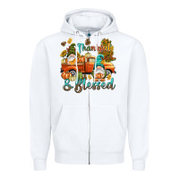 White Fall Thankful and blessed Zipper Hoodie - NancyCooperArtShop