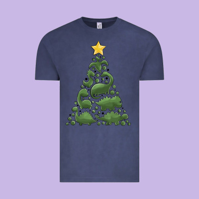 Dinosaur Christmas Tree Vintage Tee Designed By Maliassmallbusiness