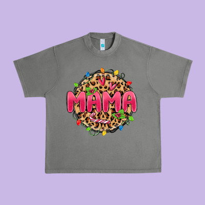 Mama Christmas Lights Urban Heavy Tee Designed By Maliassmallbusiness