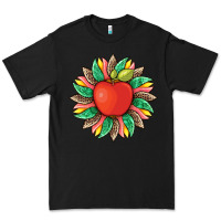 Black teacher apple and sunflower with leopard and tooled leather Premium Tee - Artiststas