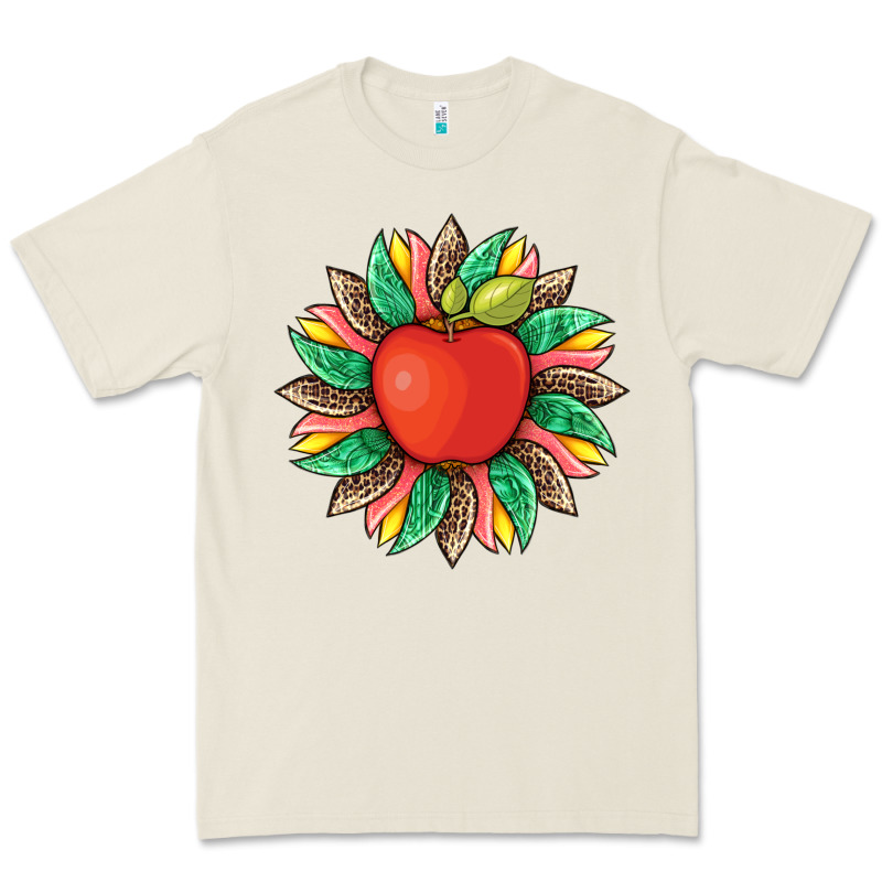 Teacher Apple And Sunflower With Leopard And Tooled Leather Premium Tee by Artiststas | Teevron
