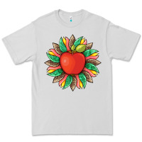 Dove Grey teacher apple and sunflower with leopard and tooled leather Premium Tee - Artiststas