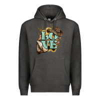 Charcoal Heather Love boots hat western Cowboy Premium Hoodie - HowdyJamesFarm