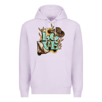 Lilac Love boots hat western Cowboy Premium Hoodie - HowdyJamesFarm