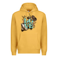 Mustard Love boots hat western Cowboy Premium Hoodie - HowdyJamesFarm