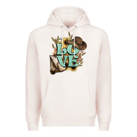 Pale Pink Love boots hat western Cowboy Premium Hoodie - HowdyJamesFarm