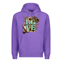 Purple Love boots hat western Cowboy Premium Hoodie - HowdyJamesFarm