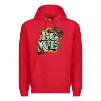 Red Love boots hat western Cowboy Premium Hoodie - HowdyJamesFarm