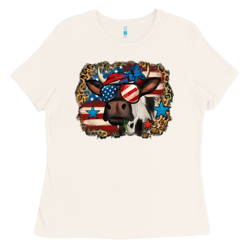 4th Of July Cow Ladies Tee by Jasminsmagicworld | Teevron