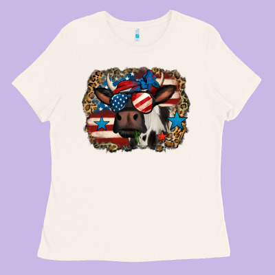 4th Of July Cow Ladies Tee Designed By Jasminsmagicworld