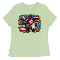 Matcha 4th of july cow Ladies Tee - Jasminsmagicworld