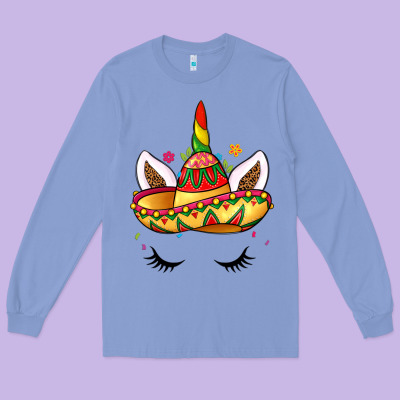 Unicorn And Sombrero Long Sleeve Tee Designed By Lillyallendesigns