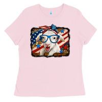 Bubblegum Pink 4th of july baby sheep Ladies Tee - Jasminsmagicworld