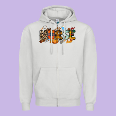 Fall Nurse Zipper Hoodie Designed By Nancycooperartshop