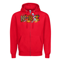 Red Fall Nurse Zipper Hoodie - NancyCooperArtShop