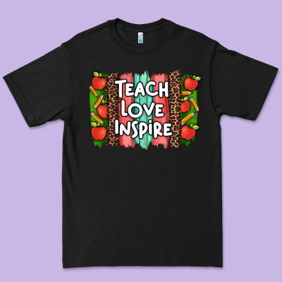 Teach Love Inspire Brushstroke With  And Pen Leopard Premium Tee Designed By Artiststas