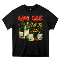 Black gin`gle all the way with bottle and cocktails Heavy Core Tee - AdoDesignShop