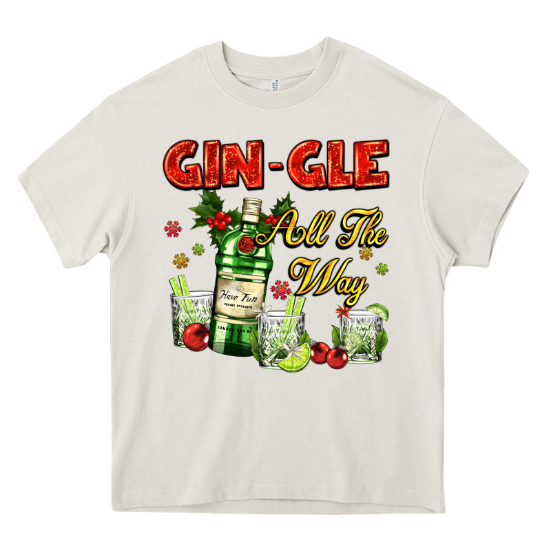 Gin`gle All The Way With Bottle And Cocktails Heavy Core Tee by AdoDesignShop | Teevron