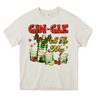 Cream gin`gle all the way with bottle and cocktails Heavy Core Tee - AdoDesignShop
