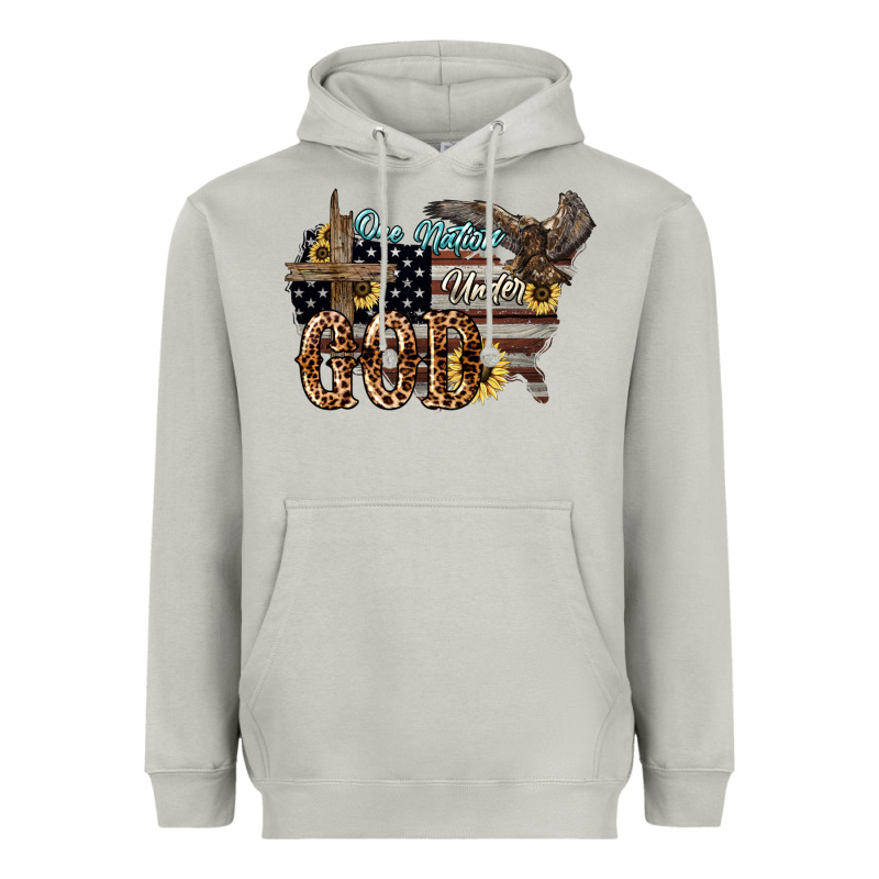 One Nation Under God 4th Of July Heavyweight Hoodie by HowdyJamesFarm | Teevron