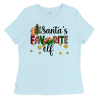 Baby Blue santa's favorite elf Ladies Tee - AdoDesignShop