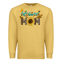Antique Gold Blessed mom sunflower butterfly mother's day Premium Sweatshirt - HowdyJamesFarm