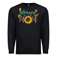 Black Blessed mom sunflower butterfly mother's day Premium Sweatshirt - HowdyJamesFarm
