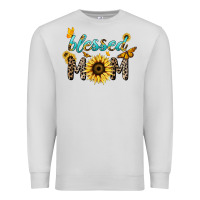 Dove Grey Blessed mom sunflower butterfly mother's day Premium Sweatshirt - HowdyJamesFarm