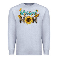 Heather Grey Blessed mom sunflower butterfly mother's day Premium Sweatshirt - HowdyJamesFarm