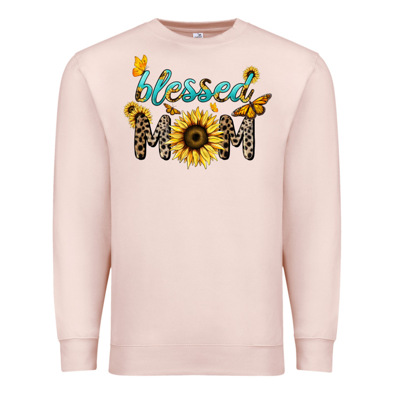 Blessed Mom Sunflower Butterfly Mother's Day Premium Sweatshirt by HowdyJamesFarm | Teevron