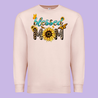 Blessed Mom Sunflower Butterfly Mother's Day Premium Sweatshirt Designed By Howdyjamesfarm