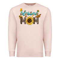 Pale Pink Blessed mom sunflower butterfly mother's day Premium Sweatshirt - HowdyJamesFarm