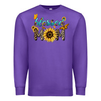 Purple Blessed mom sunflower butterfly mother's day Premium Sweatshirt - HowdyJamesFarm