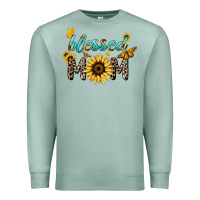Seafoam Blessed mom sunflower butterfly mother's day Premium Sweatshirt - HowdyJamesFarm