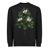 Black Magnolia Flower Illustrations Heavyweight Sweatshirt - LillyAllenDesigns
