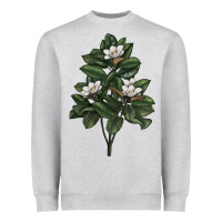 Heather Grey Magnolia Flower Illustrations Heavyweight Sweatshirt - LillyAllenDesigns