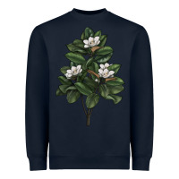 Navy Magnolia Flower Illustrations Heavyweight Sweatshirt - LillyAllenDesigns