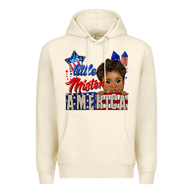 Little Mister America Black Boy Premium Hoodie by CowGirlArtShop | Teevron