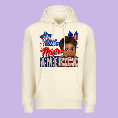 Little Mister America Black Boy Premium Hoodie Designed By Cowgirlartshop